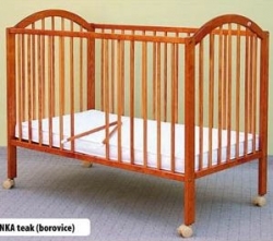 Alenka postýlka Scarlett 120x60 vyndavací příčky teak/borovice